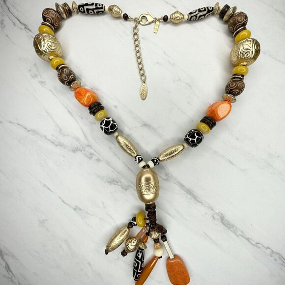 Chico's Collectibles Chunky Beaded Gold Tone Statement Necklace ✨ - Picture 1 of 12